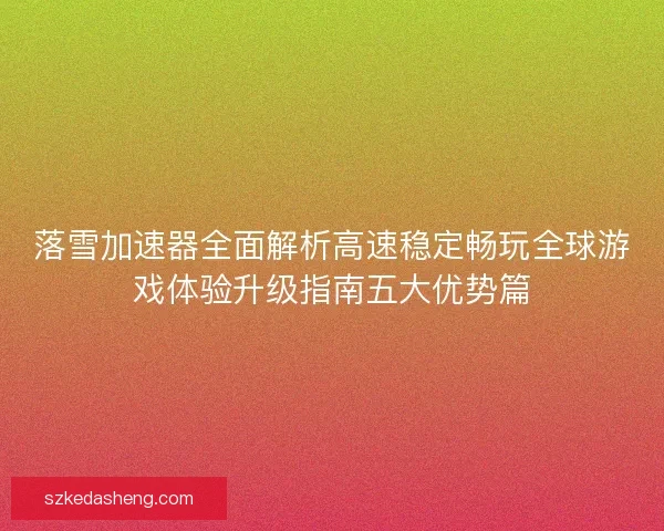 落雪加速器全面解析高速稳定畅玩全球游戏体验升级指南五大优势篇